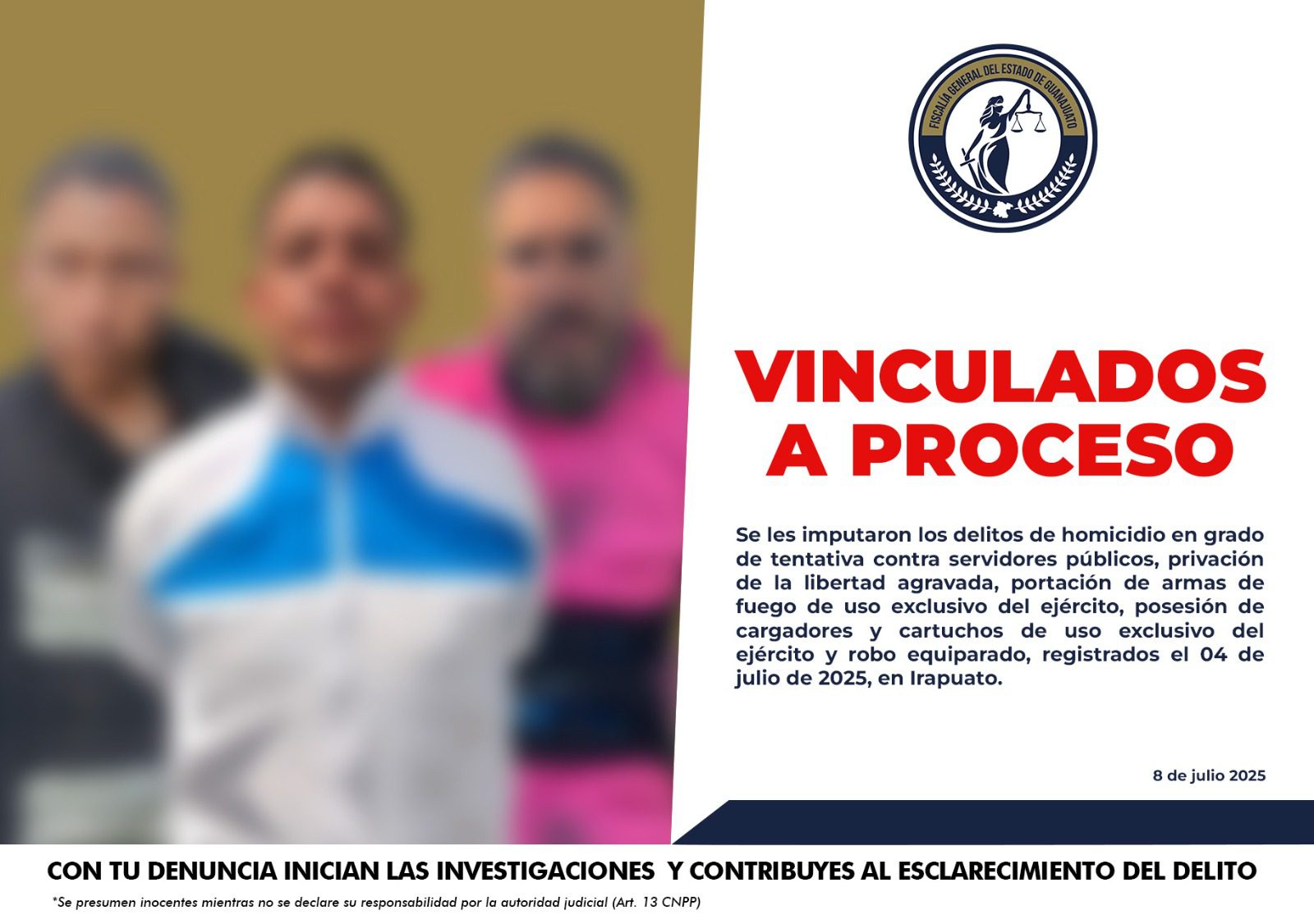 Detienen y vinculan a proceso a tres hombres por intento de homicidio y ...